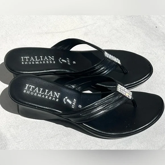 🆕 Italian Shoemakers - Black Rhinestone Sandals - Picture 5 of 6